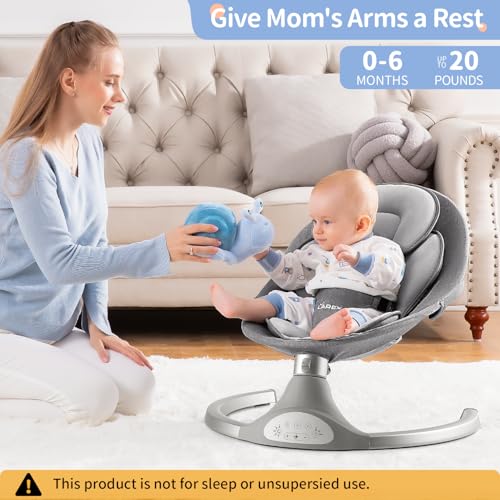 LAREX Baby Swing Infant Swing Electric Toddler Baby Rocker Portable for Newborn Boy Girl, 5 Sway Speeds with Remote Control