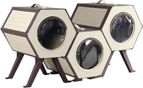 Outdoor Cat House, Weatherproof Kitten Shelter with Escape Door,Feral Cat Condos with Insulated Heated Pad for Winter,Easy Assembly (4 Sets)