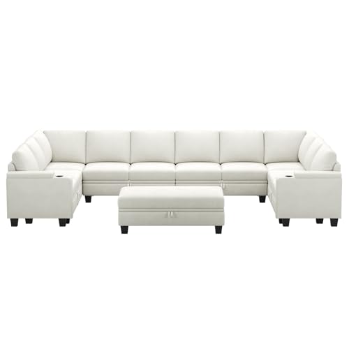Belffin Modular Sectional Sofa Couch with Storage U Shape Convertible Corner Couches for Living Room Dark Grey Couch