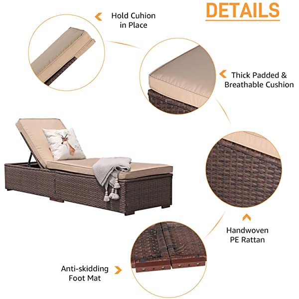 Patiorama Patio Chaise Lounge Chair, Sun Lounger