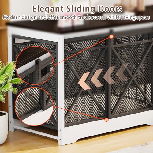 COZPAW 78 Inch Double Dog Crate Furniture, Extra Large Dog Kennel Indoor for Medium Large 2 Dogs