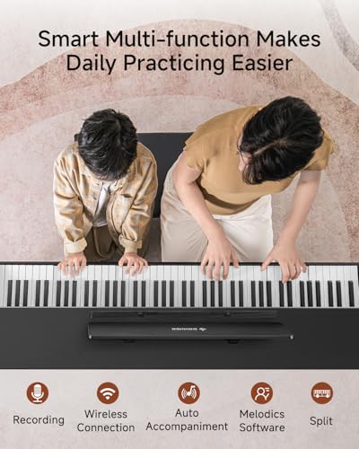 Donner DDP-200 Pro Digital Piano with 88 Key Graded Weighted Keyboard, 2.4" IPS Screen, Record, Wireless Connection, 100+ Sounds, 256 Polyphony