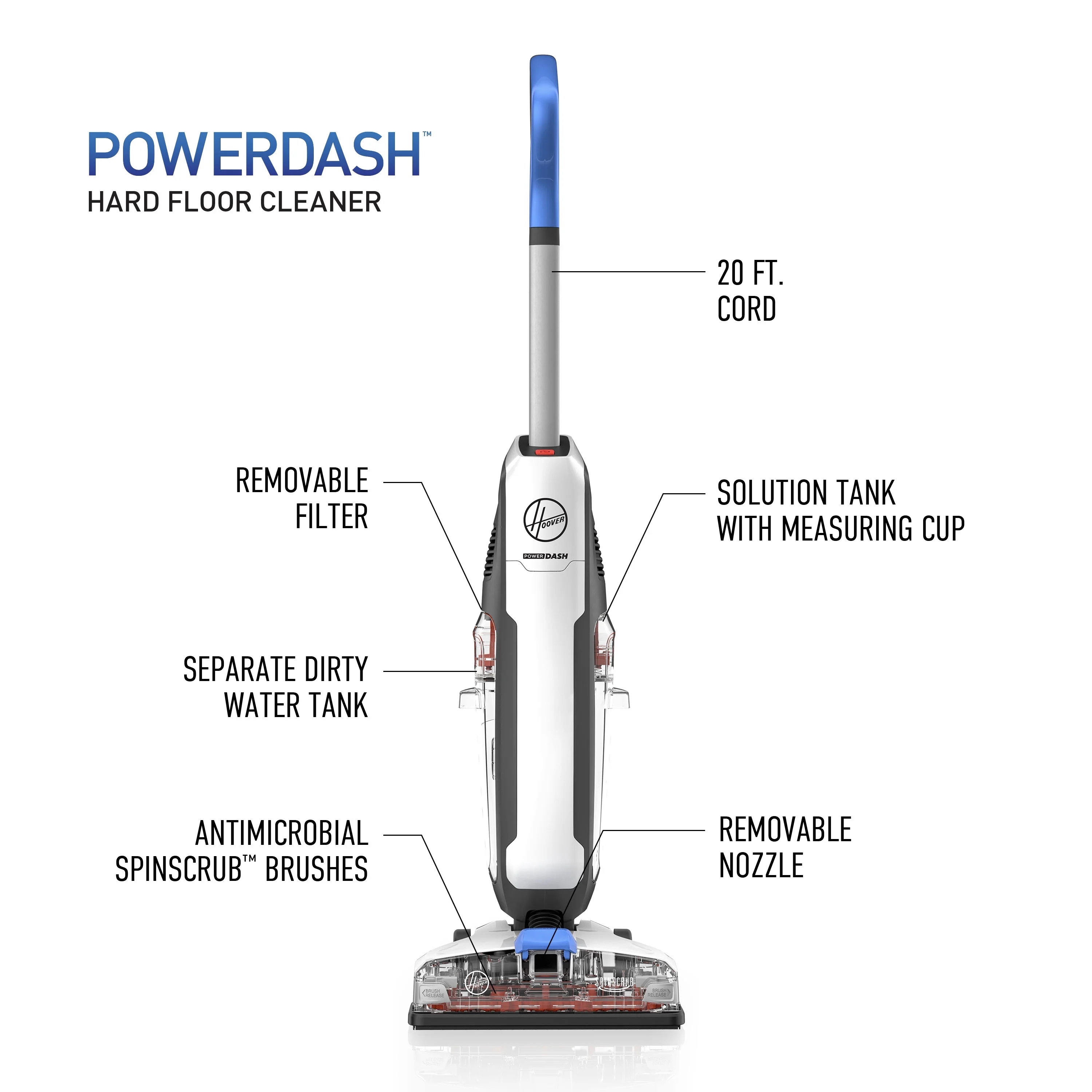 Hoover PowerDash Hard Floor & Multi-Surface Upright Cleaner, FH41010