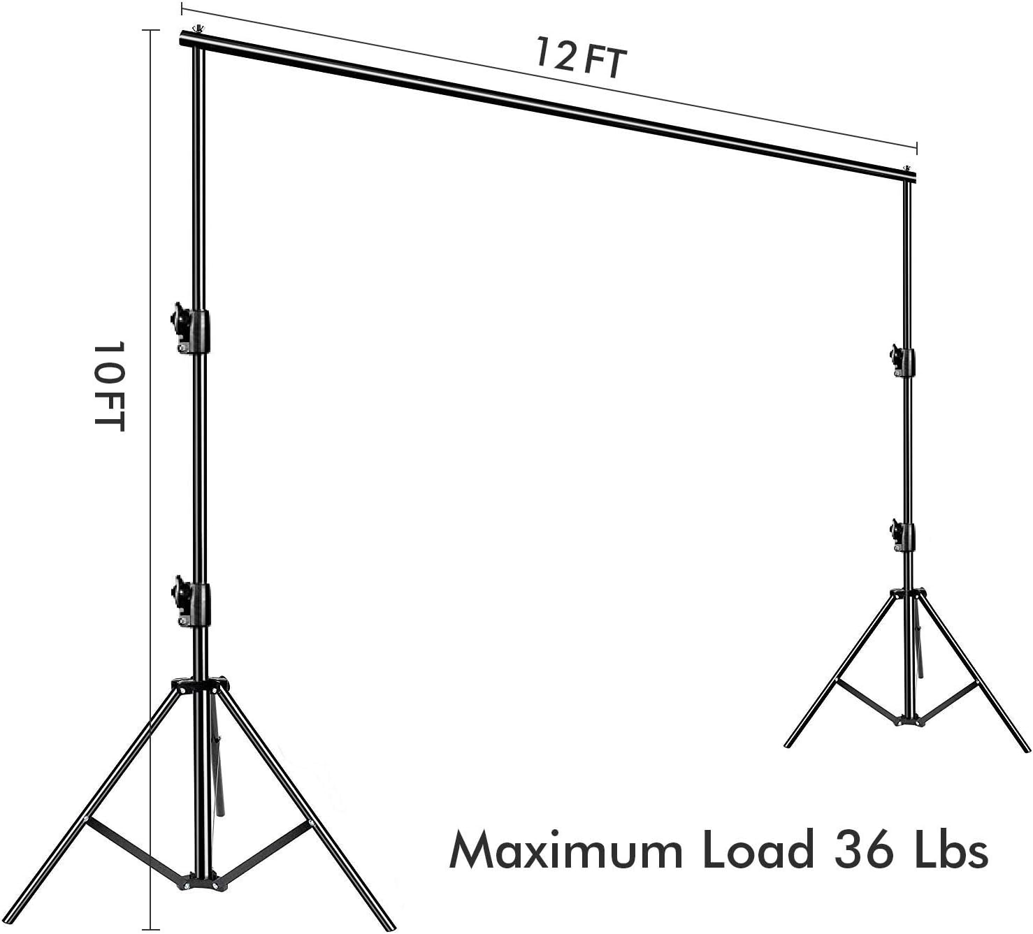 SLOW DOLPHIN Photo Video Studio 12ft (W) x 10ft (H) Heavy Duty Adjustable Photography Backdrop Stand Background Support System Kit with Carry Bag