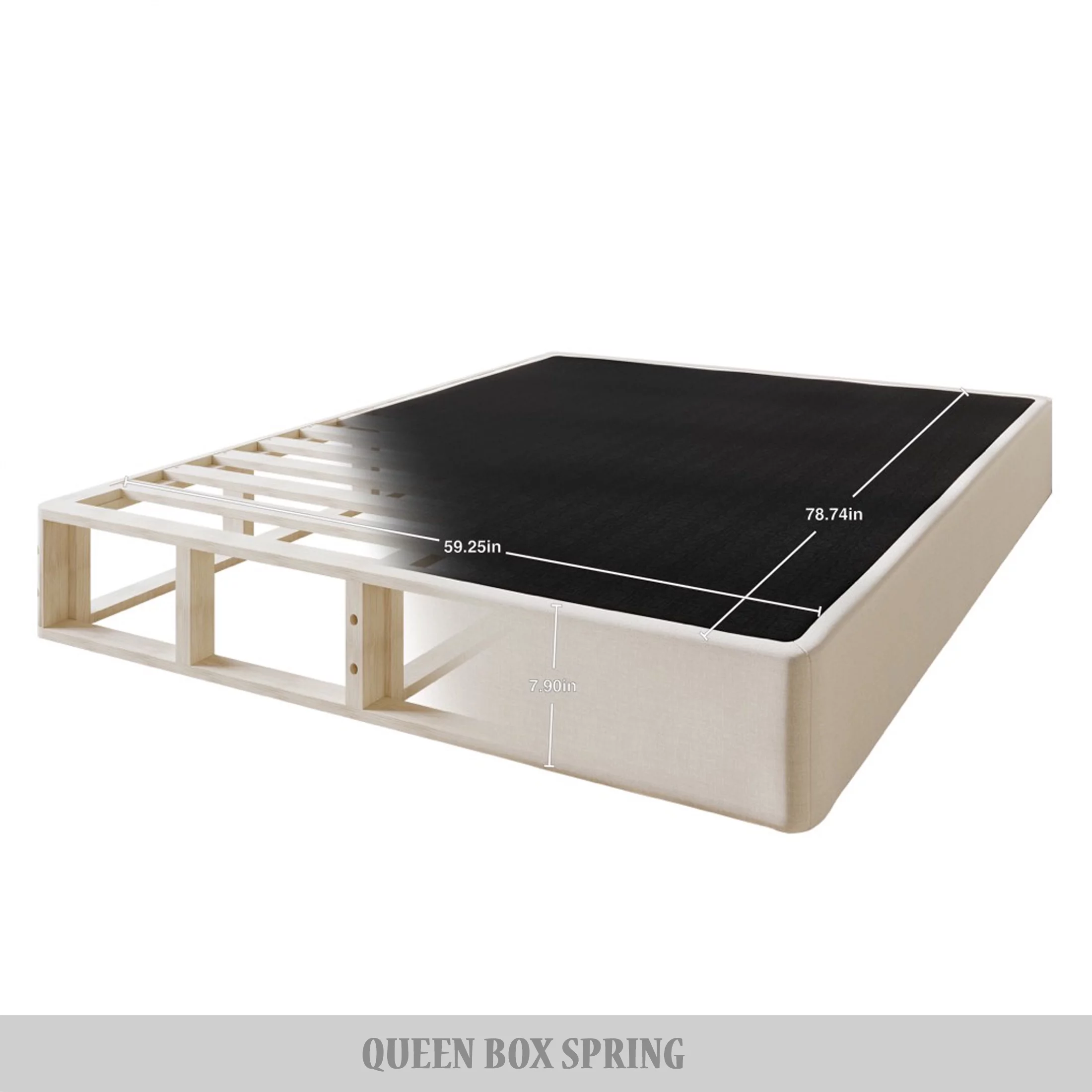 Castle Place Wood Box Spring, Mattress Foundation 8", Queen, Beige