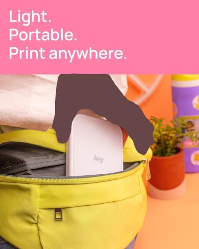 Canon Ivy 2 Mini Photo Printer (Pure White) - Bluetooth, Print from iOS & Android Devices, Bundle Incl. 110 Zink Sticky-Back Prints, LED Light Bar