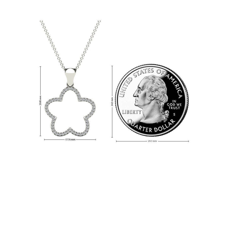 aaXia 10K White Gold 1/6ct. TDW Diamond Clover Pendant Necklace (H-I, I1-I2)