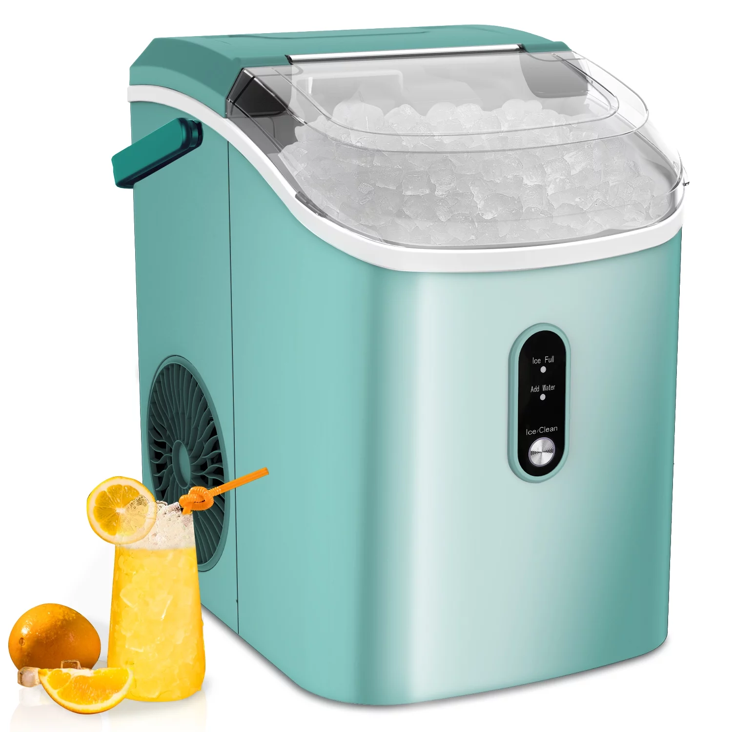COWSAR 33lbs Countertop Nugget Ice Maker, Potable with Scoop,聽Soft Nugget Ice Ready in 10mins, Red