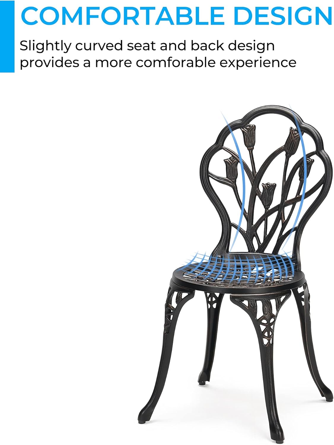 Laurel Canyon 3-Piece Cast Aluminum Patio Bistro Sets Antique Copper Finish Outdoor Furniture with Rust-Resistant Small Round Table and 2 Chairs for
