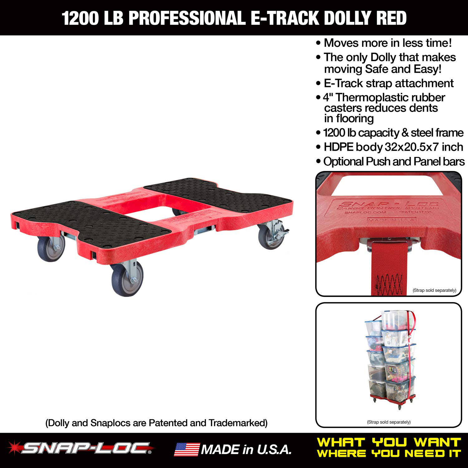 Snap-Loc Dolly Red (usa!) with 1500 lb Capacity