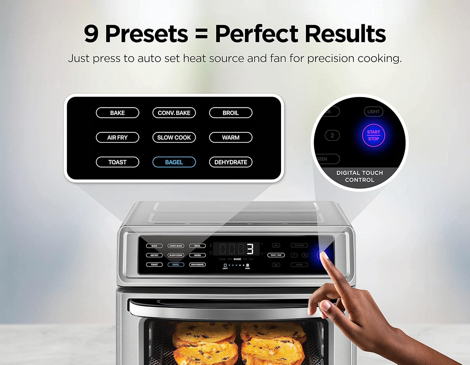 CHEFMAN Air Fryer Toaster Oven XL 20L, Healthy Cooking & User Friendly, Countertop Convection Bake & Broil, 9 Cooking Functions