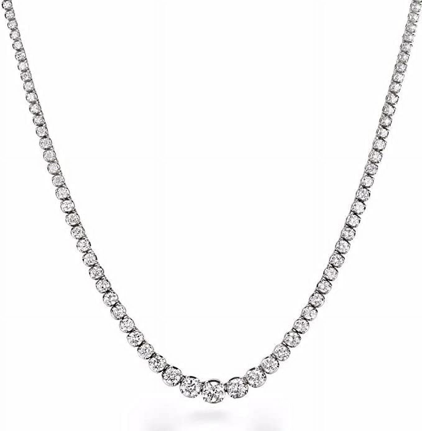 JewelMore 3ct.17 "Graduate Diamond Tennis Riviera Necklace(3.00 cttw, H-I Color, I1-I2 Clarity) in 14K White Gold