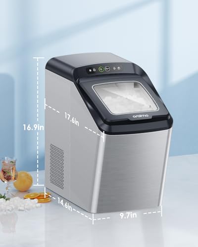 Oraimo Nugget Ice Maker, Ice Makers Countertop, 26 Lbs/Day Tooth-Friendly Chewable Ice with Self-Cleaning, Auto Water Refill, Sonic Pebble Ice Machine