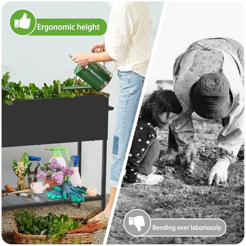 51 &times; 26 &times; 32 Inches Raised Garden Bed with Legs/Storage Shelf, Mobile Planter Box for Outdoor Plants, Elevated Garden Bed for Backyard