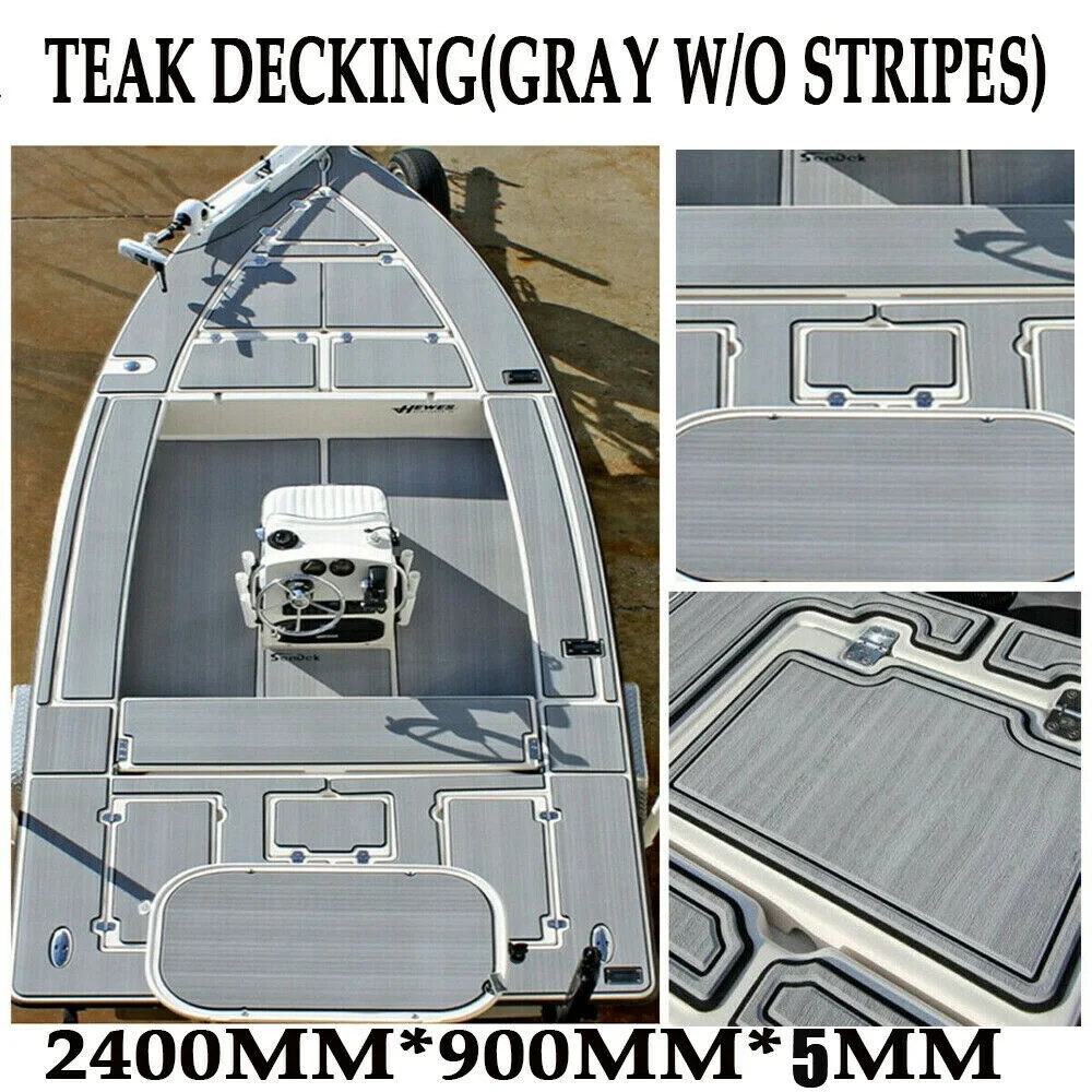 Wuzstar Non-Slip EVA Foam Faux Teak Floor Decking Sheet for Yacht Marine Floor Carpet Boat Flooring Pad (94.5" x 35.4", Dark Gray)
