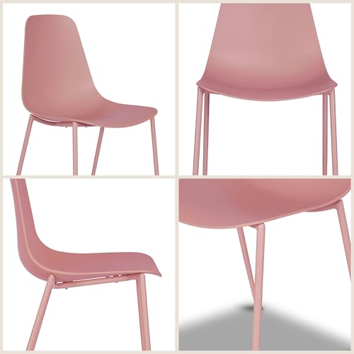 POLY & BARK Isla Modern Kitchen Chairs Set of 4 - Plastic Dining Chair with Metal Legs