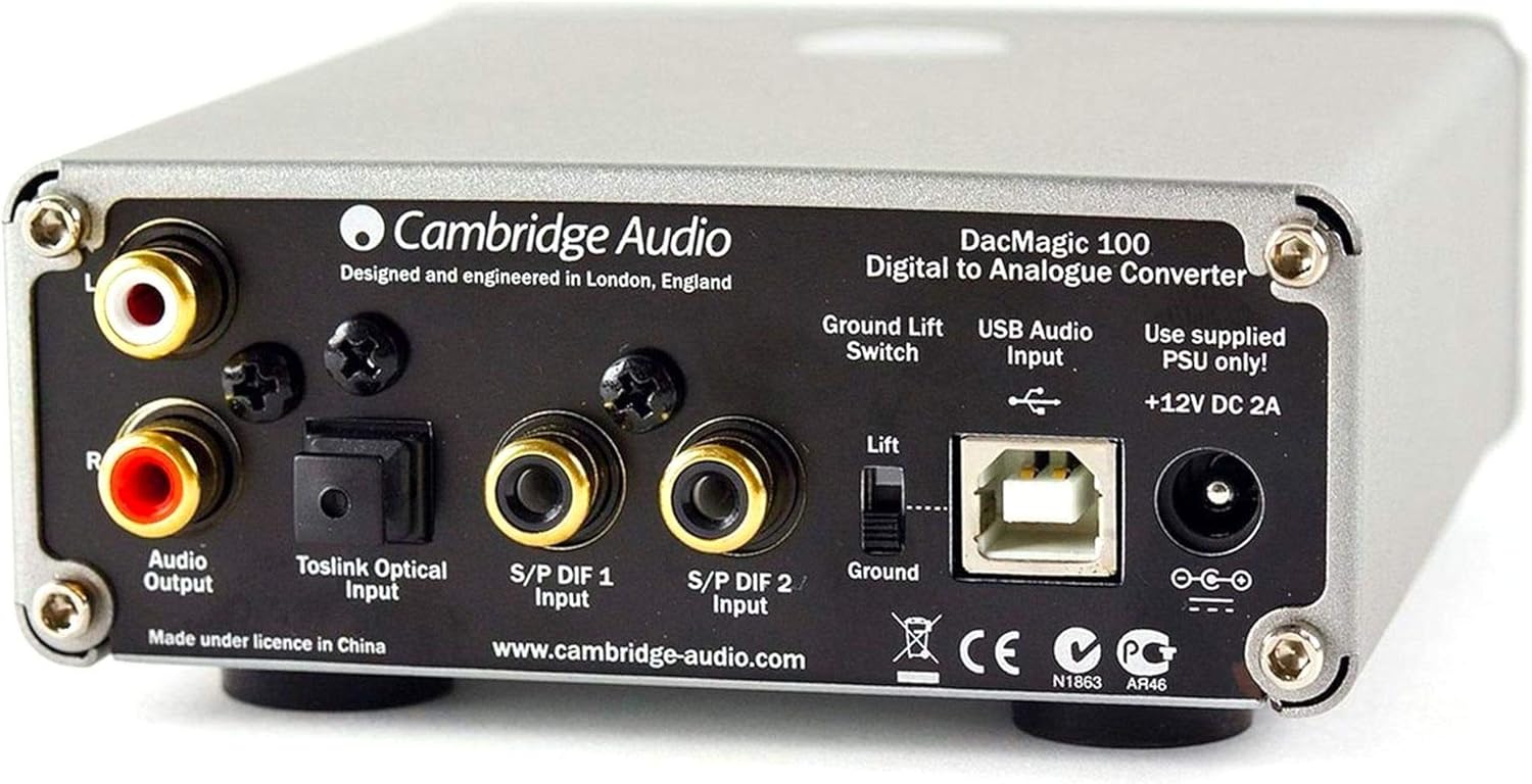 Cambridge Audio DacMagic 100 S/PDIF Digital to Analog Converter DAC with Toslink Input, TV Compatible, 192kHz (Silver)