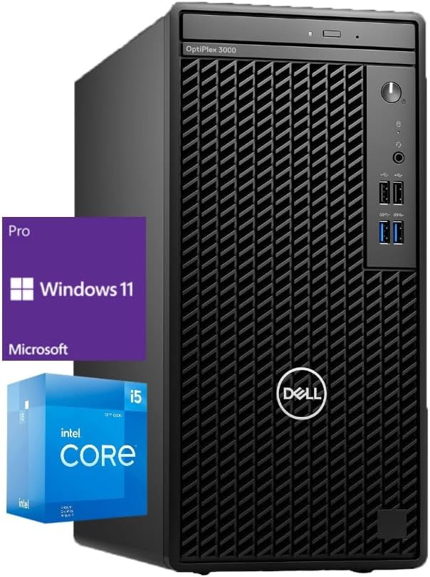 Dell Optiplex 3000 Tower Desktop | 12th Gen Intel Core i5-12500 Processor | Windows 11 Pro | HDMI+Display Port Support 4K | WiFi | Bluetooth | DVD-RW