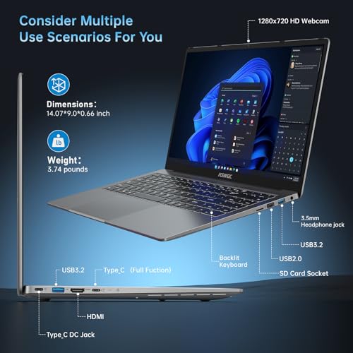 ACEMAGIC 2025 Gaming Laptop, 16.1inch Laptop Computer with AMD Ryzen 7 5700U Series(8C/16T, Up to 4.3GHz), 16GB RAM 512GB NVMe SSD Windows 11 Laptop
