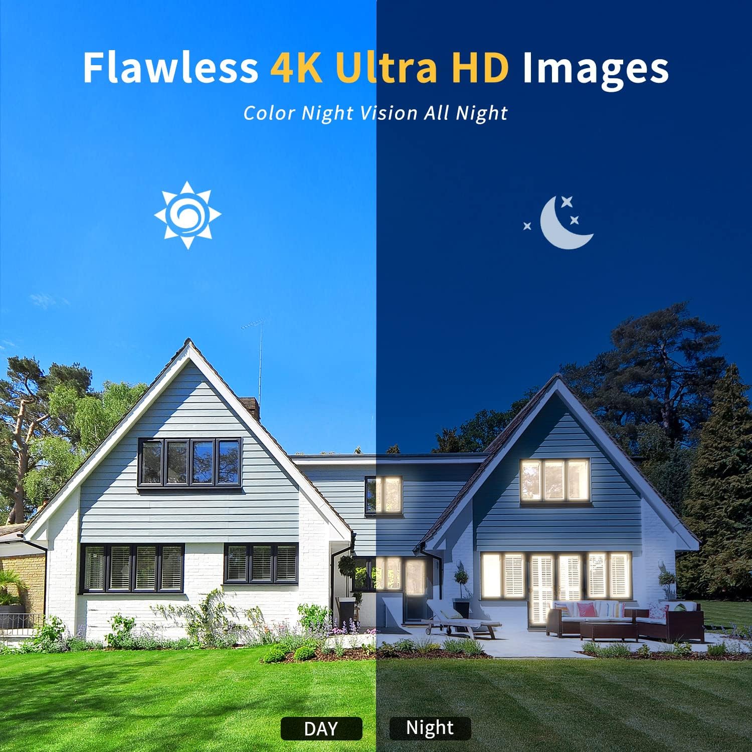 8MP Colorvu Camera Outdoor, Compatible for Hikvision, 2.8MM Lens with Full Color Night Vision, Built-in Mic, Smart Motion Detection