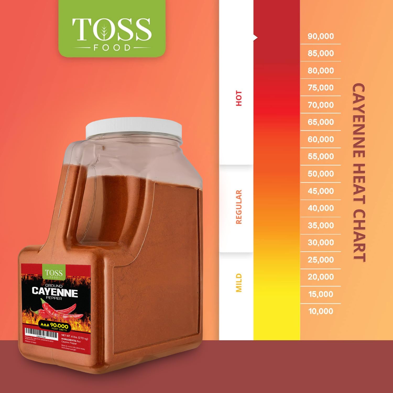 Extreme Hot Cayenne Pepper Powder Bulk 90,000 Heat Units 6 LB, Ground Cayenne Powder Hot Pepper Powder