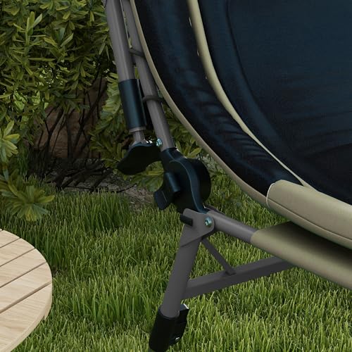 Outsunny Camping Cot for Adults, Folding Bed with Soft Padded Cushions & Headrest, 180° Adjustable Reclining Lounger