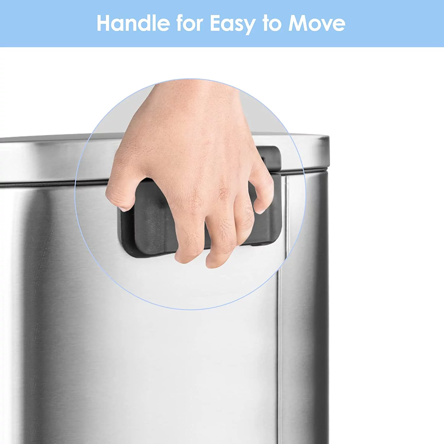 Pirecart 13.2 Gallon / 50L Stainless Steel Garbage Can for Office Bedroom Bathroom