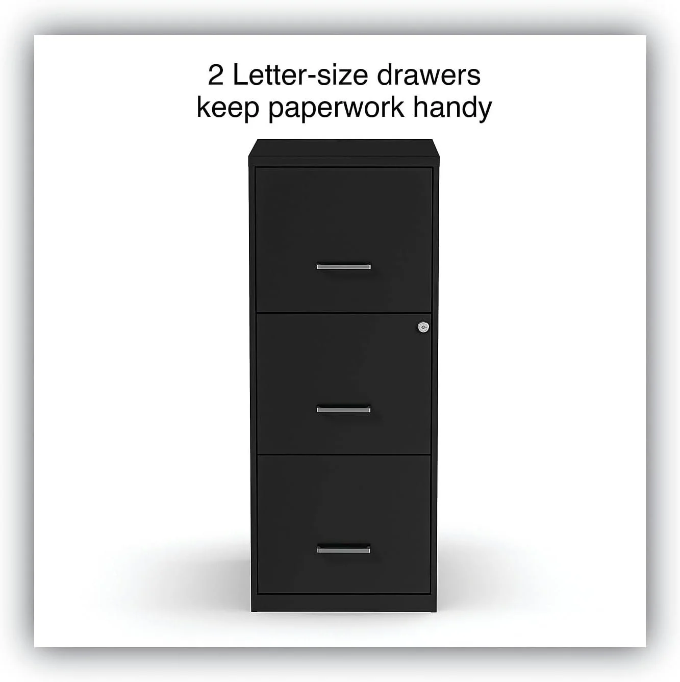 Soho Vertical File Cabinet, 3 Drawers: File/File/File, Letter, Black, 14" X 18" X 34.9"