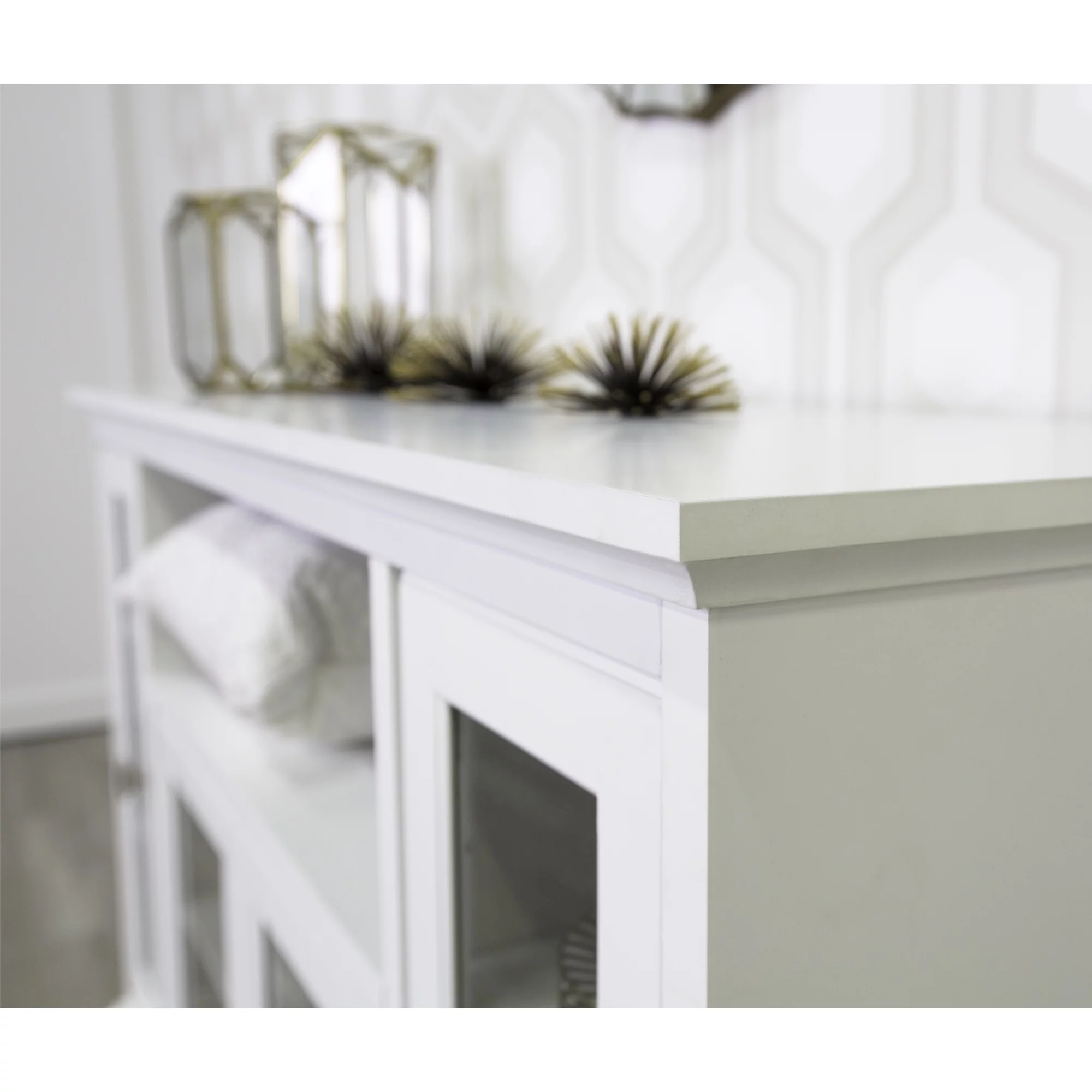 Walker Edison Highboy-Style Wood Media Storage TV Stand Console for TVs up to 55", White