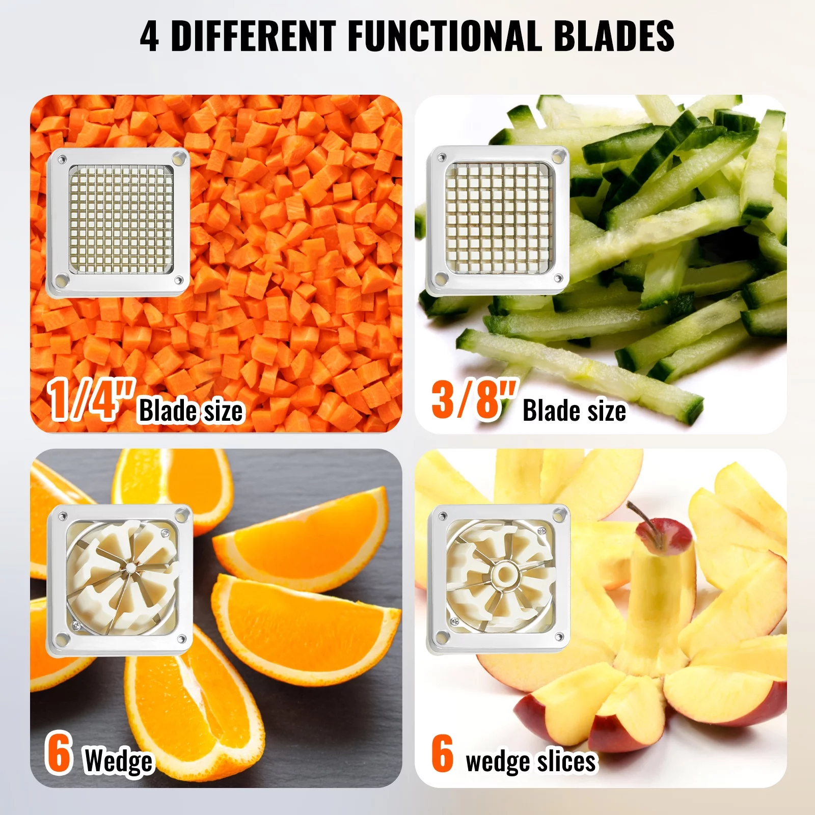 BENTISM Commercial Vegetable Dicer French Fry Cutter with 4 Blades Wedge Slicer