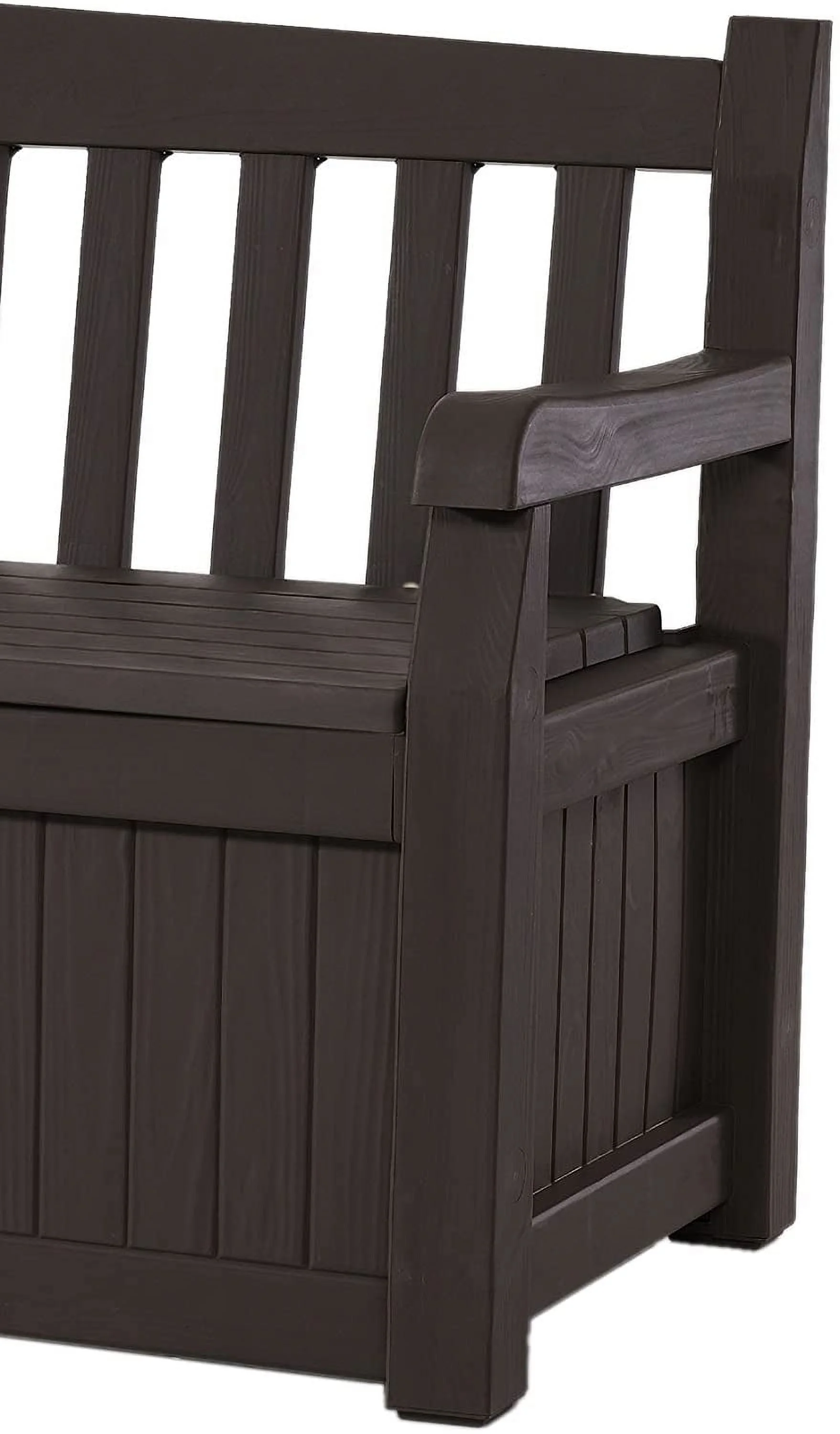 Keter Eden 70 Gallon Storage Bench Deck Box for Patio Furniture, Front Porch Decor and Outdoor Seating – Perfect to Store Garden Tools and Pool Toys