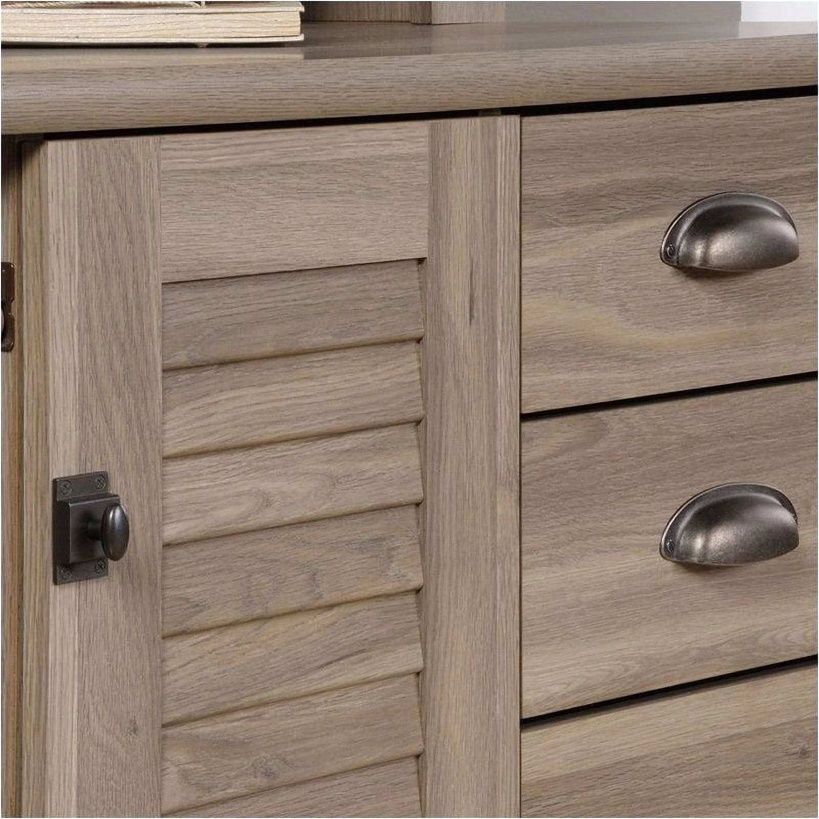 Scranton &amp; Co Computer Desk with Hutch in Salt Oak Finish