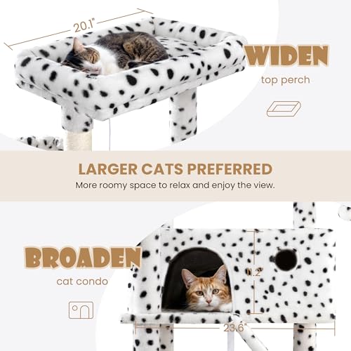 SHA CERLIN 81in Multi-Level Tall Cat Tree Tower for Indoor Kitties/Larger Cat Condo Furniture with Hammock/Cozy Pussycat Perches/Sisal Scratching