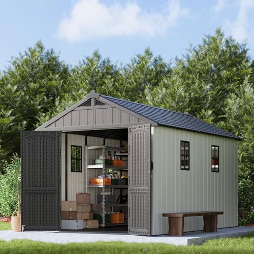 Patiowell 6x4 FT Plastic Outdoor Storage Shed, Resin Shed Perfect to Store Patio Furniture, GardenTools Bike Accessories, Beach Chairs and Lawn Mower