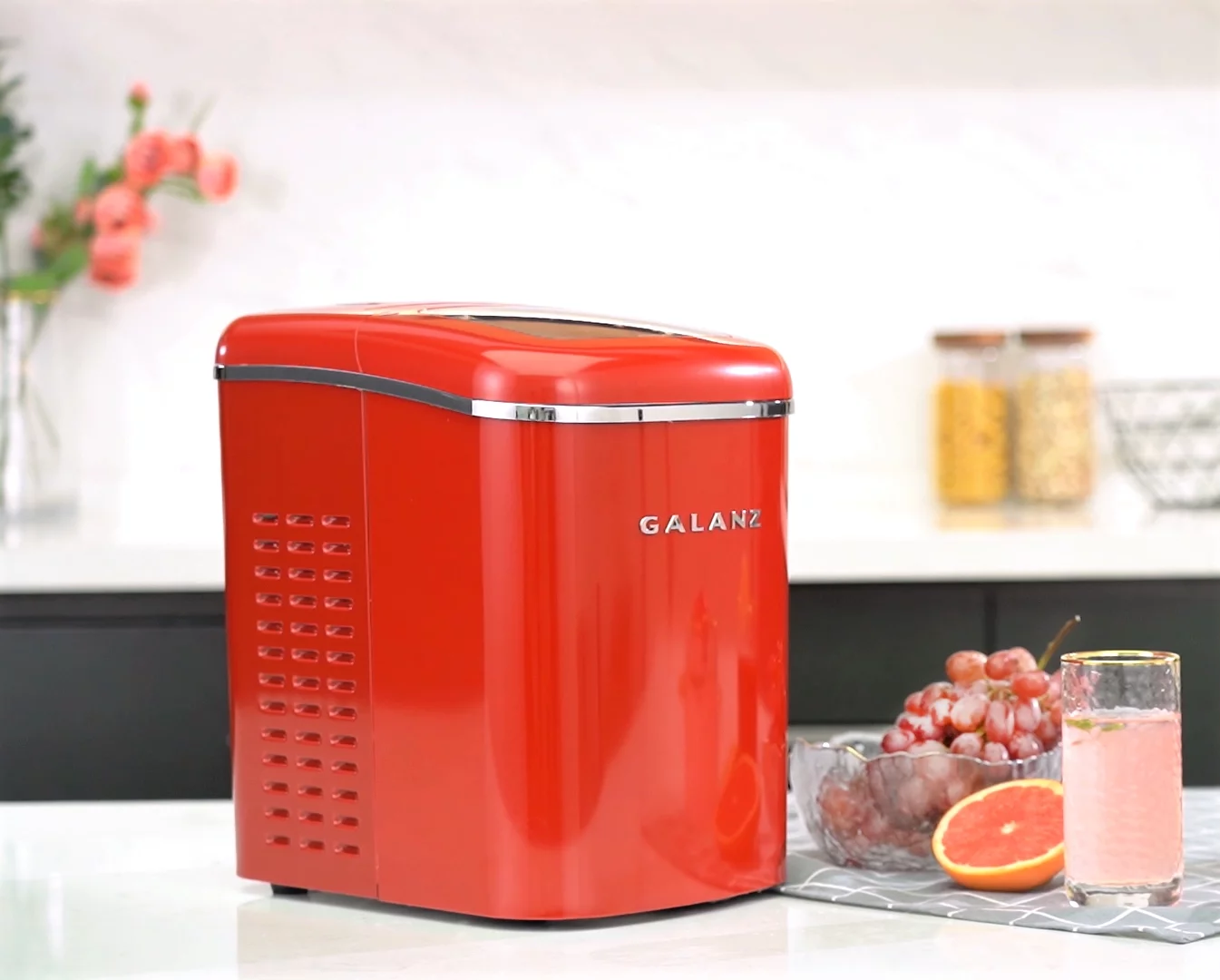 Galanz Portable Countertop Electric Maker Machine 26 lbs in 24 Hours, 9 Bullet Shaped Cubes Ready in 9 Minutes, 2 Ice Sizes