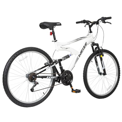 WEIZE Mountain Bike, 26 27.5 inch Outdoor Hybrid Bikes,18-Speed/High-Carbon Steel/Dual Full Suspension, Adjustable Ergonomic Seat for Men Women Adult