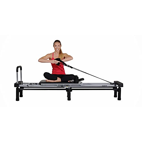 AeroPilates Reformer - Pilates Reformer Workout Machine for Home Gym - Cardio Fitness Rebounder- Up to 300 lbs Weight Capacity, Black