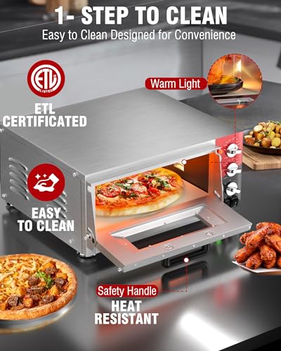 PYY 16" Indoor Electric Double Decker Pizza Oven w/Pizza Stone for Restaurant Home,Countertop Pizza Oven with 60-min Ring Timer