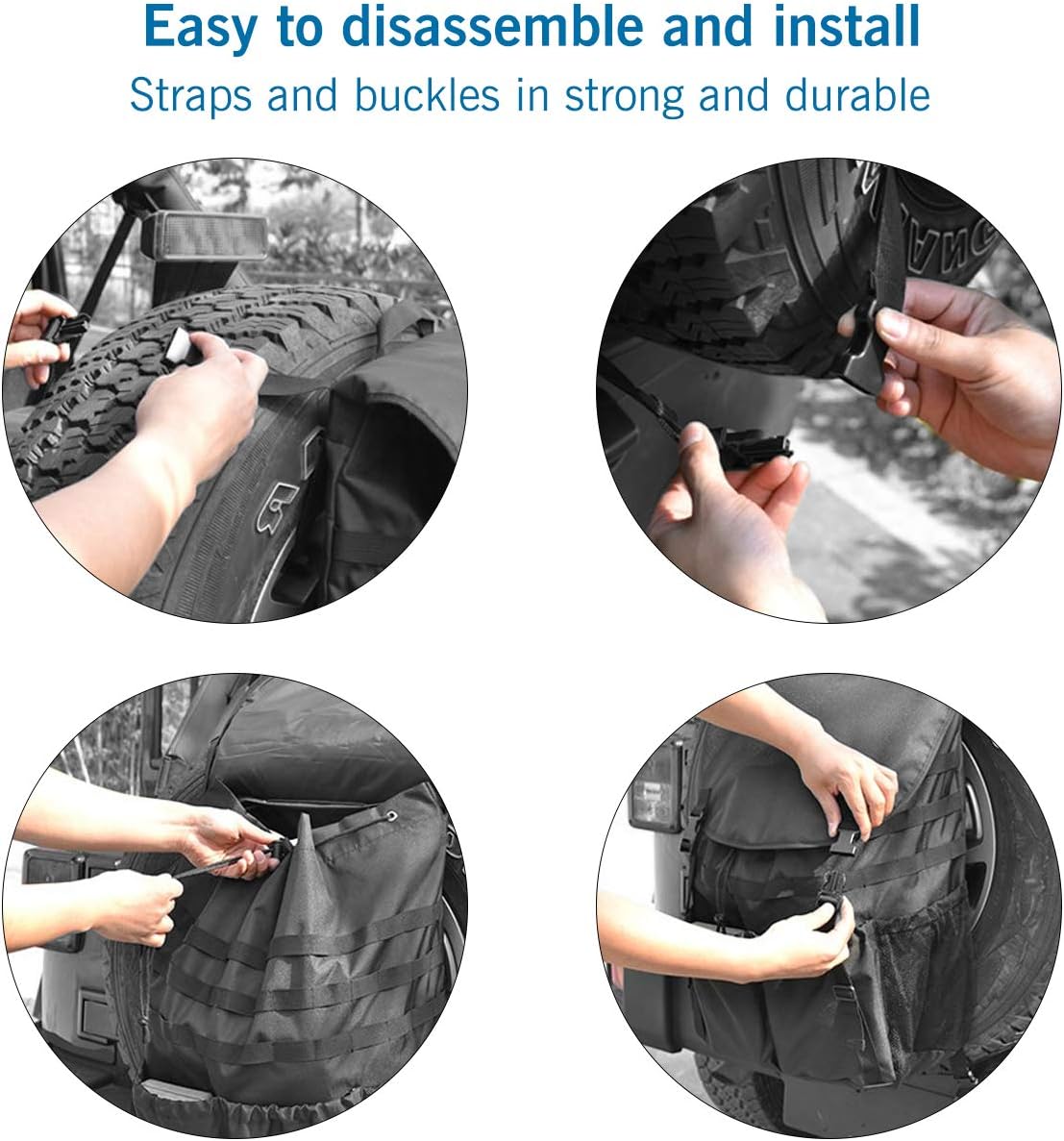PARTOL Spare Tire Trash Bag Trash Bag Overland Gear Organizer Cargo Garbage Tool Trunk Rear Wheel Bags for Outdoor Camping Jeep Wrangler UTV SUV RV