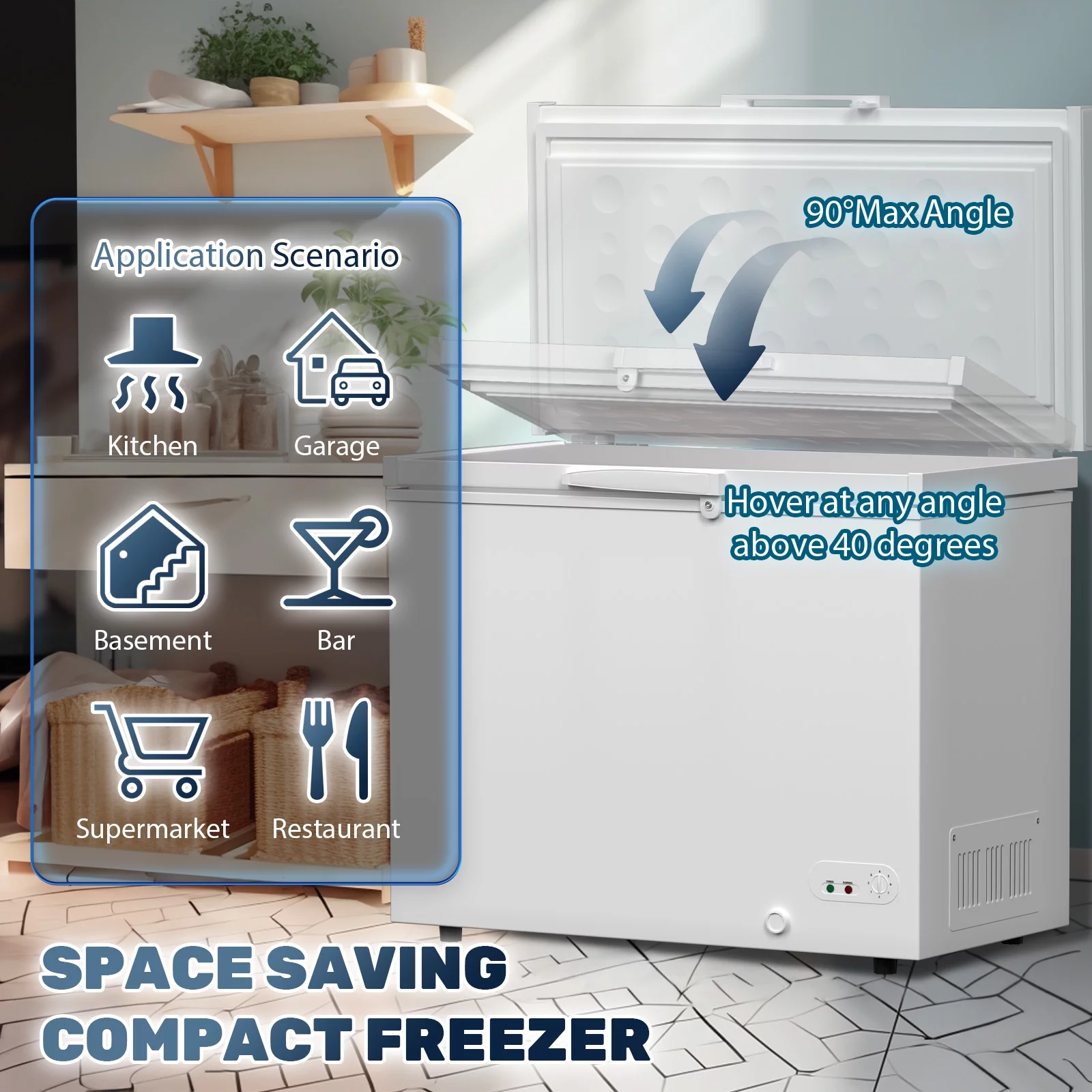 Chingoo 20 Cu.ft Chest Freezer with 2 Removable Baskets and Top Open Door, Deep Freezer Perfect for Home, Restaurant-White