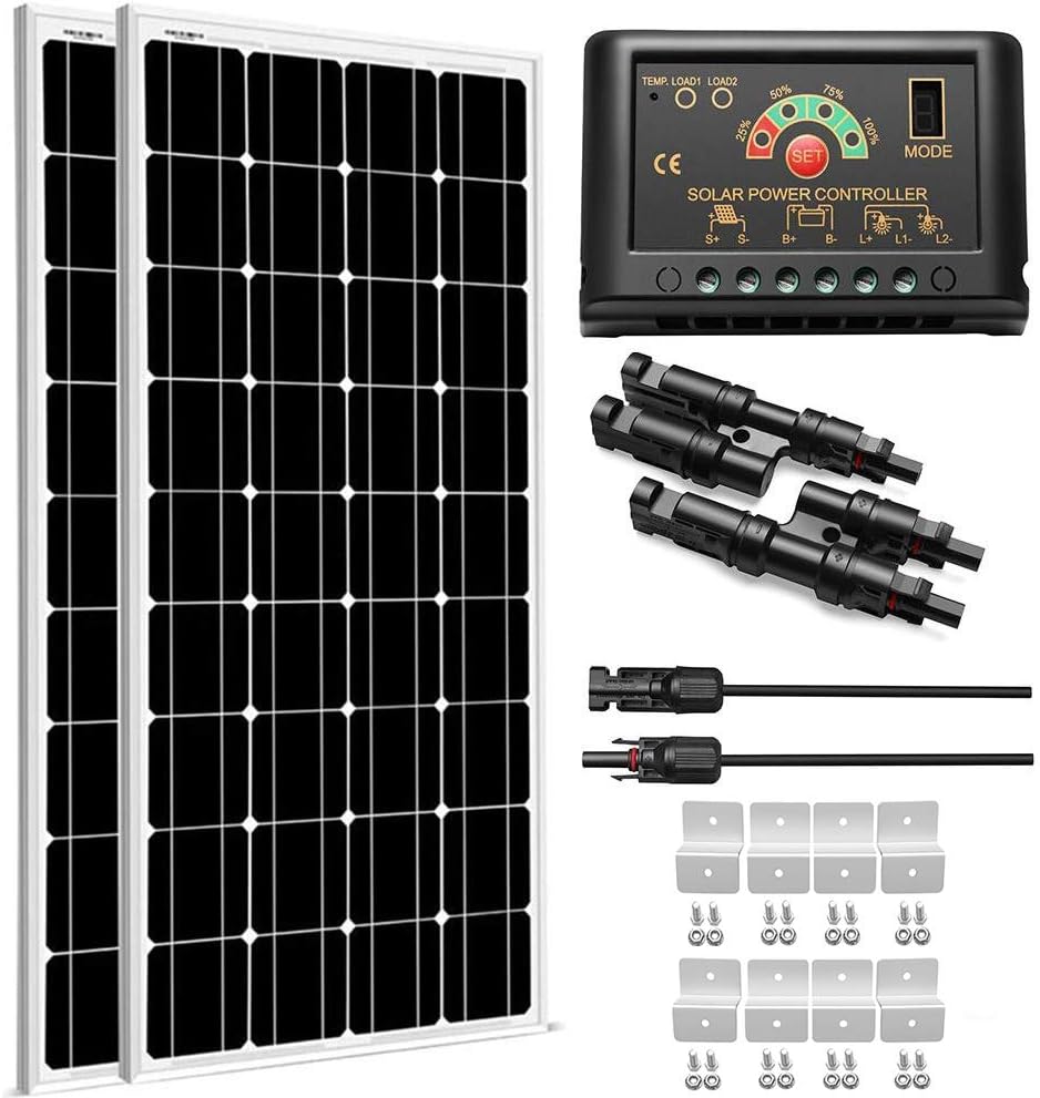 SUNGOLDPOWER 200 Watt 12V Monocrystalline Solar Panel Module Kit, High Efficiency Module PV Power Charging Battery