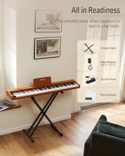 Donner DEP-1S Piano Keyboard 88 Keys, Beginner Digital Piano with 88 Key Velocity-Sensitive Keyboard, Record, Bluetooth, Chord