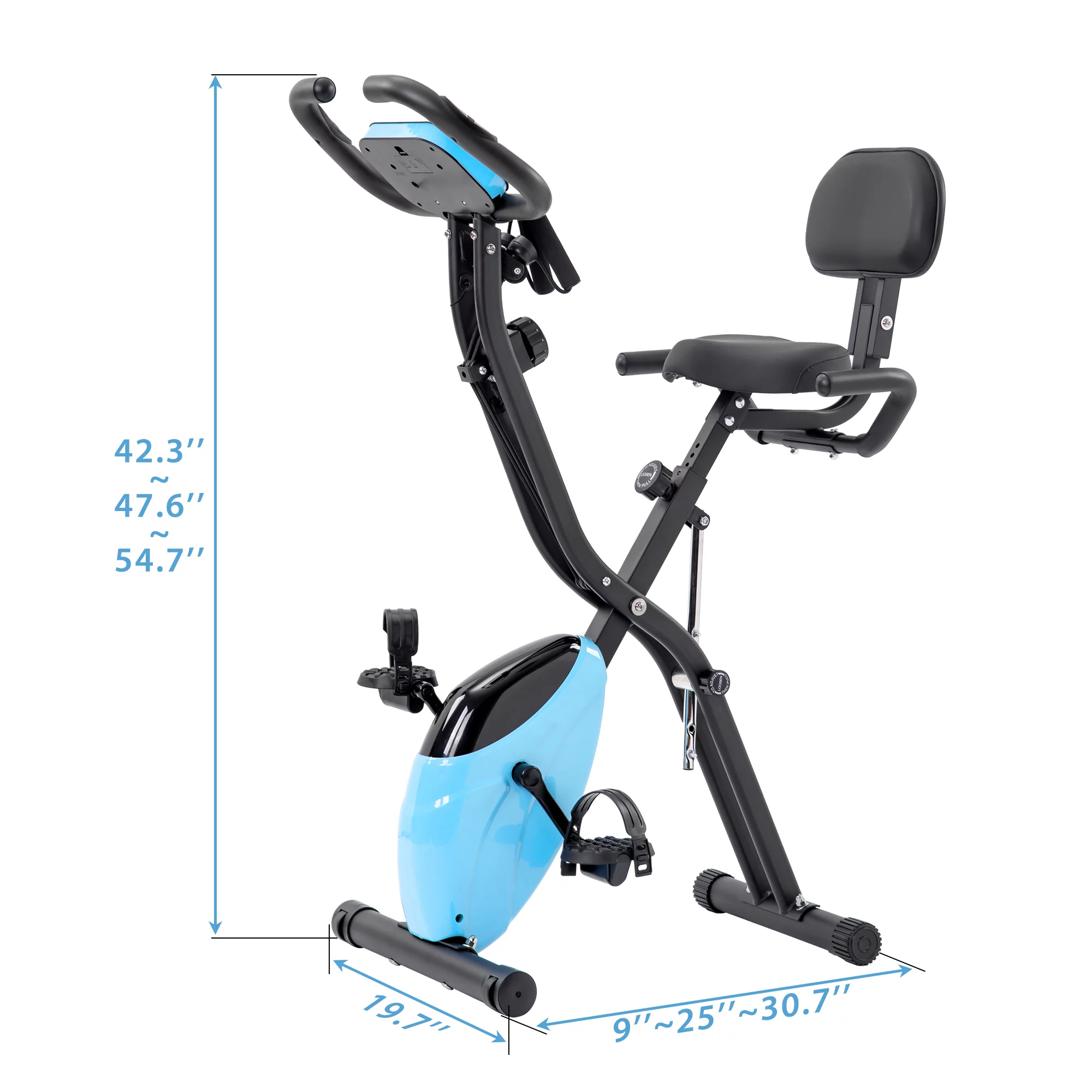 Folding Exercise Bike with Arm Workout, Recumbent Exercise Bike, Fitness Upright and Recumbent X-Bike with 10-Level Adjustable Resistance