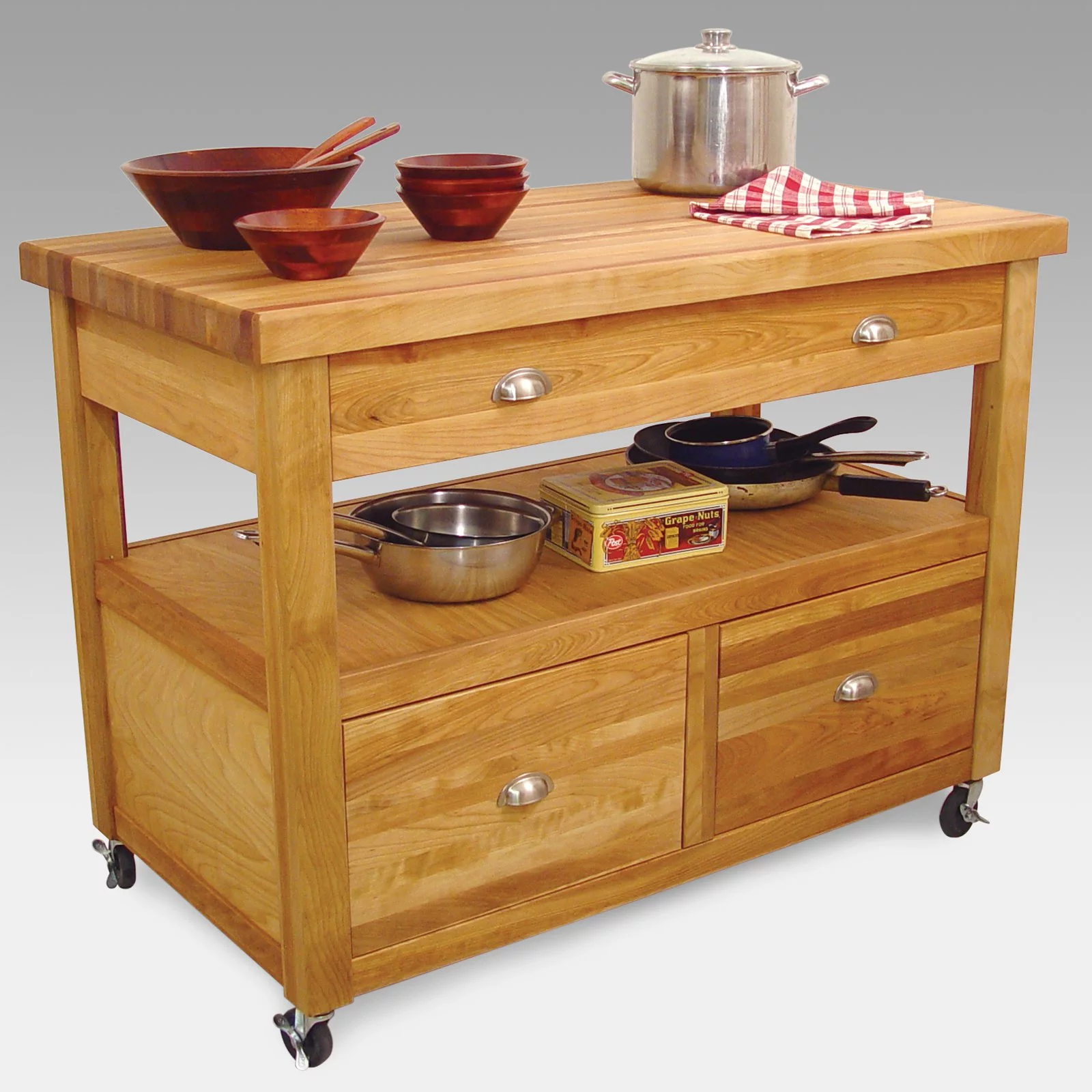 Catskill Grand Americana Butcher Block Island Workcenter in Natural