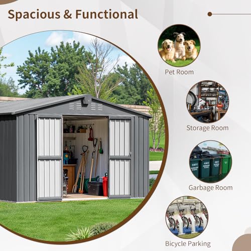 NicBex 6×5 Resin Outdoor Storage Shed with Floor & Window– All-Weather Lockable Small Tool Shed