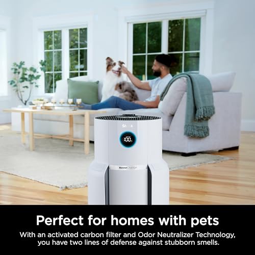 Shark Air Purifiers for Home Large Room with NeverChange Air Filter, 5 Year HEPA Filter, Covers 650 Sq. ft