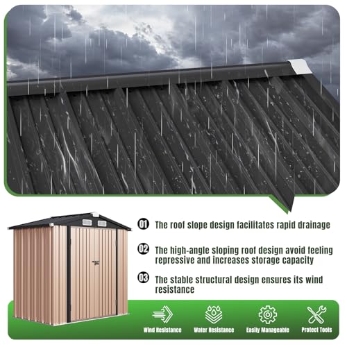 Aoxun 6.2x4 FT Shed Outdoor Storage Shed Metal Garden Shed with Lockable Doors & Slooping Roof Tool Shed Bike Shed for Backyard, Patio