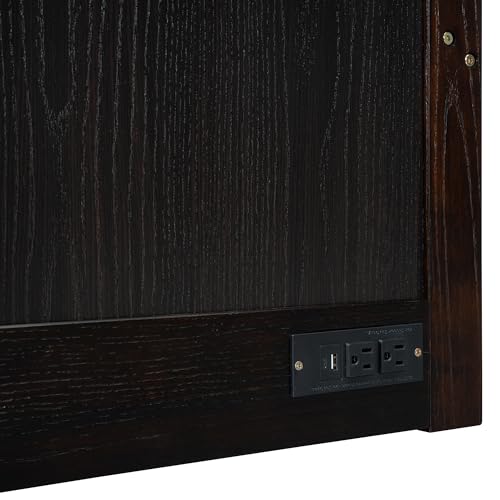 Harper & Bright Designs Queen Murphy Bed with USB Charging Station and Large Drawer, Wooden Queen Size Bed Wall Bed with Storage