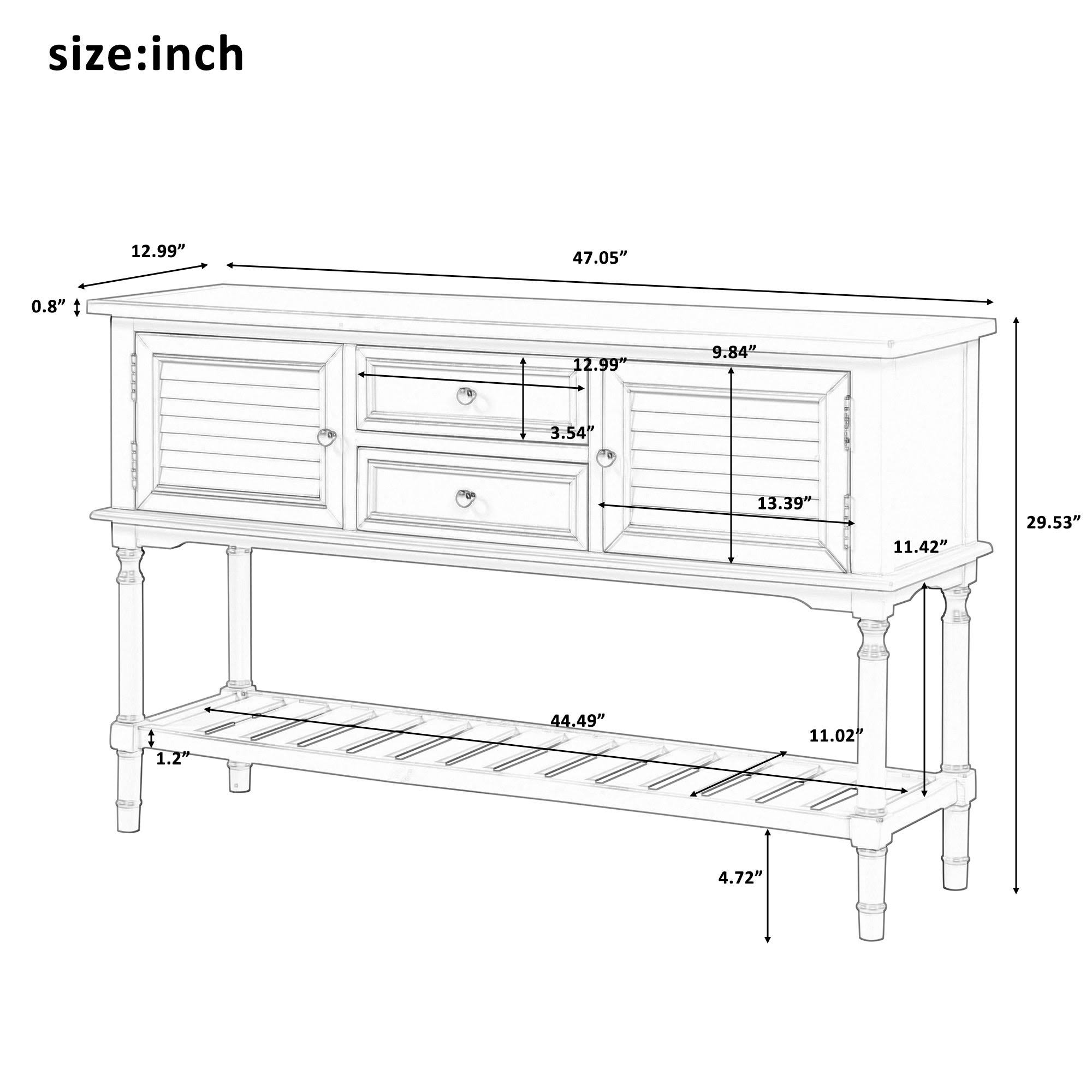 Black 47'' Living Room Modern Sofa Table Console Table