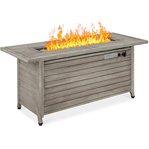 Best Choice Products 57in Propane Gas Fire Pit Table, 50,000 BTU Outdoor Rectangular Firepit for Outside, Patio w/Extruded Aluminum Table Top